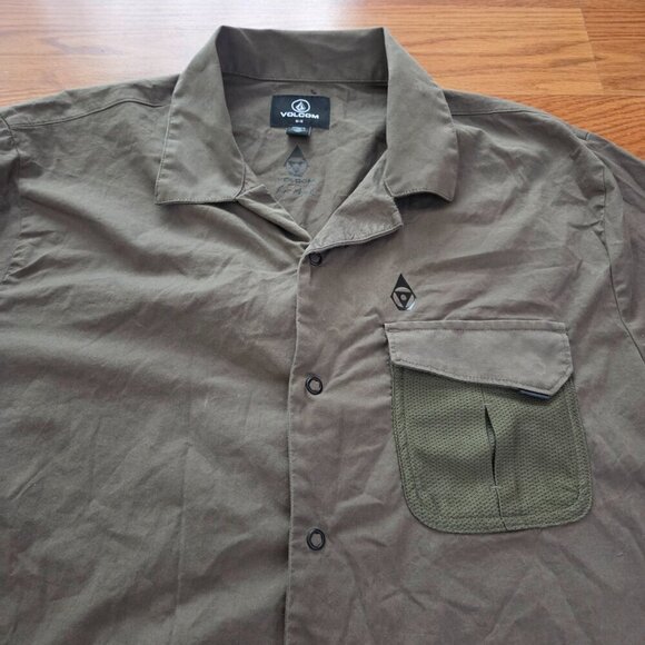 VOLCOM STONE SKATE VITALS ALEC MAJERUS Men's Woven Shirt Medium Military Green - Picture 4 of 11